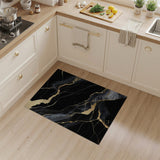 ODIKA Modern Black and Gold Marble Washable Area Rug - Luxury Low Pile Non-Slip Rug