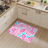 Pink and Blue Swirl Washable Area Rug
