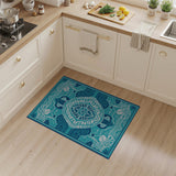 Blue and Teal Teal Heritage Tribal Mandala Area Rug