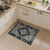 Southwestern Black Grey Diamond Area Rug