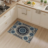 Blue Floral Mandala Area Rug with Ornate Borders