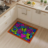 Psychedelic Neon Cartoon Faces Area Rug