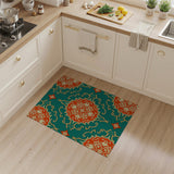 Teal Coral Medallion Persian Area Rug