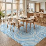 Swirl Blue and Teal Blue Swirl Abstract Area Rug