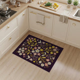Whimsical Purple Floral Bird Rug with Hearts