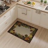 Autumn Maple Leaf Border Cream Area Rug