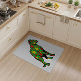 Vibrant Green Cat Pattern Area Rug