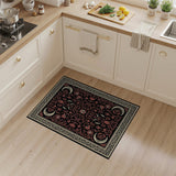 Black Crimson Floral Persian Area Rug