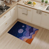 Cosmic Night Sky Area Rug with Purple Planets