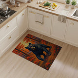 Orange Majestic Black Bear Autumn Forest Rug