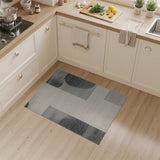 Modern Black Halftone Circles Area Rug - Beige