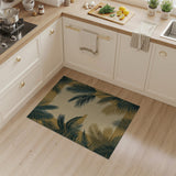Coastal Palm Frond Area Rug in Green Beige