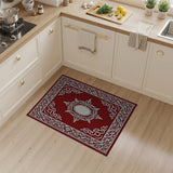 Elegant Red Ornate Frame Border Rug