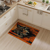 Fiery Geometric Wolf Head Area Rug