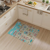Whimsical Cartoon Village Houses Area Rug