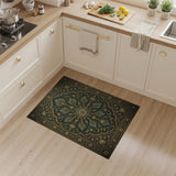 Emerald Persian Floral Area Rug with Gold Borders