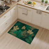 Green Emerald Green Gold Leaf Foliage Area Rug