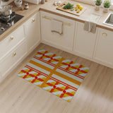 Bold Red Orange Geometric Plaid Area Rug