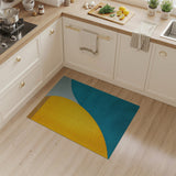 Yellow Teal Abstract Curve Area Rug