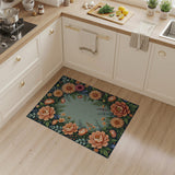 Vintage Peony Dahlia Floral Frame Rug