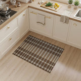 Brown Tan Plaid Woven Rustic Farmhouse Area Rug