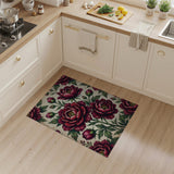 Vintage Burgundy Peony Floral Area Rug