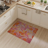 ODIKA Pink Floral Washable Rug - Low Pile Non-Slip Boho Area Rug