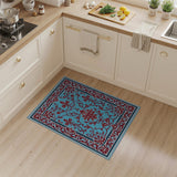 Teal Blue Persian Floral Area Rug