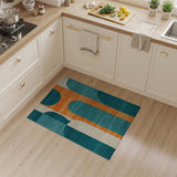 Teal Orange Geometric Arch Area Rug