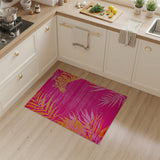 Vibrant Pink Tiger Palm Leaf Area Rug
