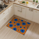 Vibrant Blue Floral on Orange Area Rug