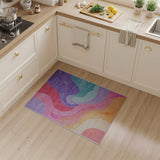 Multi-color and Patterns Vibrant Wavy Multi-Color Abstract Area Rug