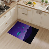 ODIKA UFO Alien Space Washable Area Rug, Purple Retro Sci-Fi Landscape Low Pile Non-Slip Carpet for Kids Room