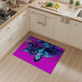 Neon Cyber Wolf Head Geometric Area Rug