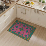 Ornate Pink Persian Area Rug with Teal Gold Florals