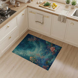Mystical Teal Coral Reef Area Rug