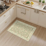 Green Sage Green Floral Vintage Area Rug