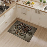 Vintage Beige Rose Anemone Bouquet Rug