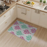 Teal Pink Damask Floral Area Rug