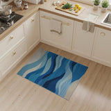 Serene Ocean Waves Blue Coastal Area Rug