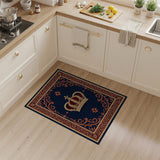 Ornate Royal Crown Navy Area Rug