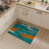 Blue and Teal Teal Orange Abstract Geometric Area Rug