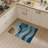 Teal Waves with Terracotta Sun Area Rug