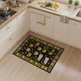Whimsical Cartoon Cats and Daisies Rug