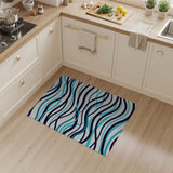 Blue and Teal Teal Navy Wave Abstract Area Rug
