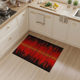Fiery Red Black Geometric Area Rug