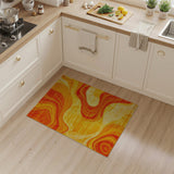 Abstract Area Vibrant Orange Wave Abstract Area Rug