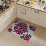 Vibrant Pink Roses Floral Area Rug