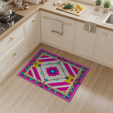 Vibrant Pink Teal Geometric Starburst Rug
