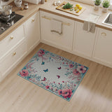 Pink Pink Peony Butterfly Floral Area Rug